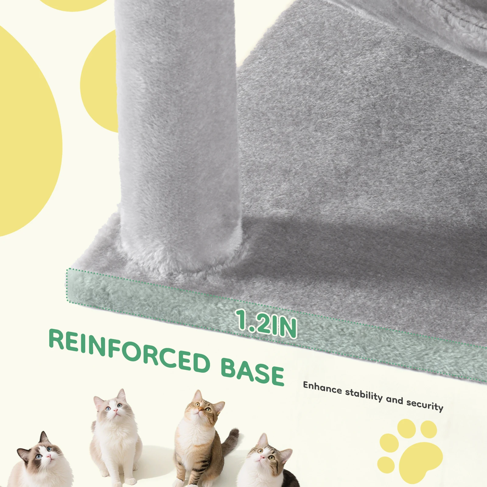 JHK 44In Cat Tree Tall Multi-Cat Climbing Tower for Pet Furniture Natural Sisal Scratching Posts Stable Pet House for Indoor Cat - Image 6