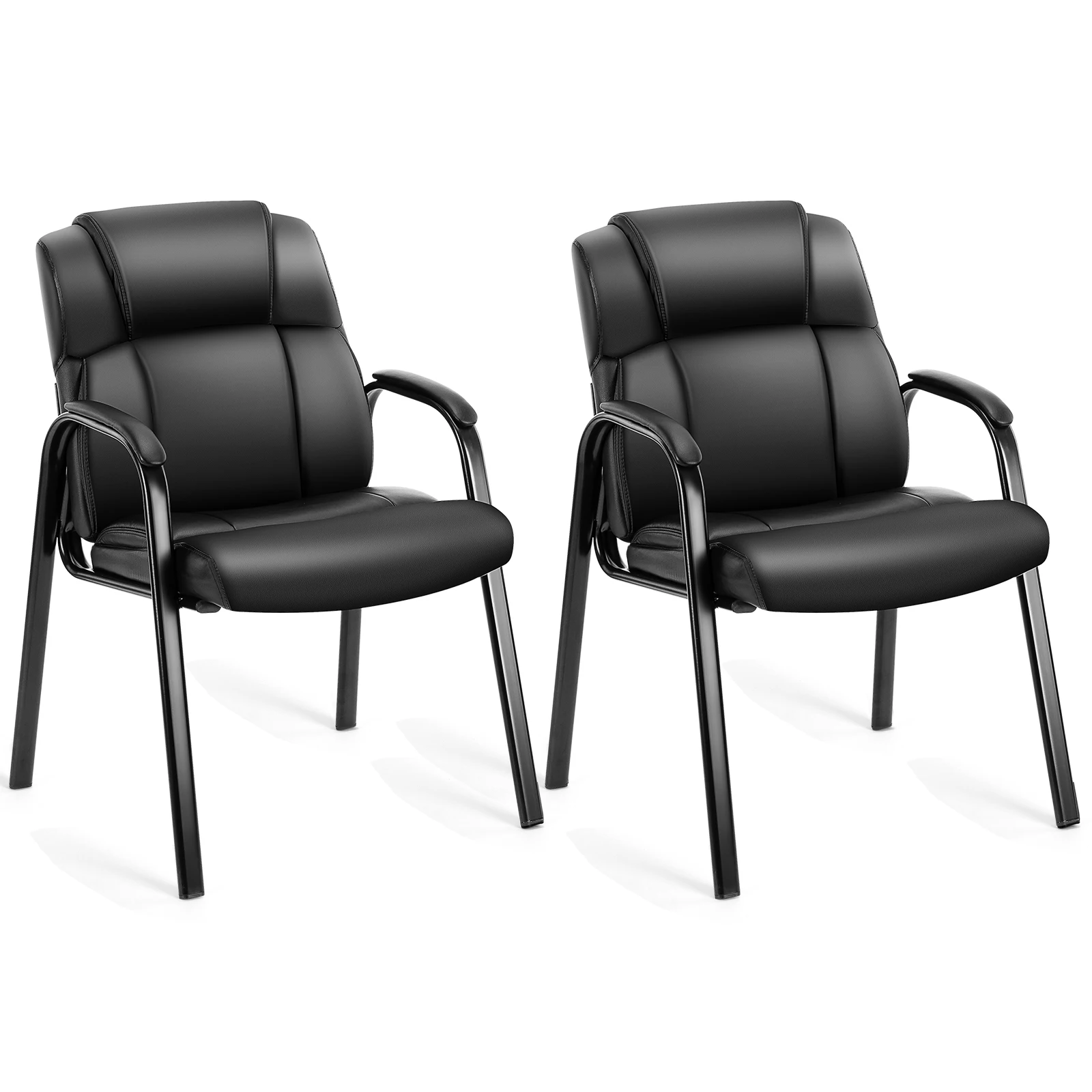 JHK Leather Waiting Room Chairs No Wheels,Guest Chair with Padded Arm Office Guest Chair Conference Room Lobby Table - Image 6